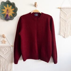 Kenneth Gordon Avon Scottish Maroon Red 100% Wool Sweater Vintage Size Large